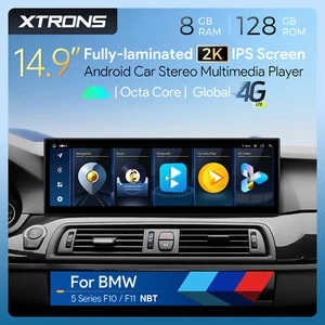 14.9" Android 14 8+128GB Car Screen Stereo GPS Retrofit For BMW 5er F10 F11 NBT - Picture 1 of 20