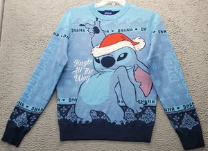 Disney Sweater Men Small Multicolor Christmas Stitch Graphic Oversized Crew Neck - Picture 1 of 10