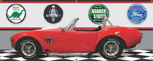 1966 SHELBY COBRA ROTES AUTO (332) GARAGE SZENE BANNER SCHILD KUNST WANDBILD VERSCHIEDENE GRÖßEN - Bild 1 von 1