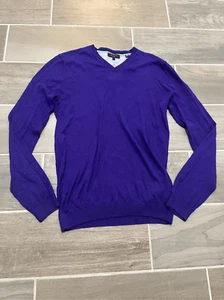 Ted baker 100% wool vneck long sleeve sweater size 3 medium in purple - Picture 1 of 5