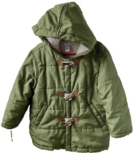 FLAWS JANIE AND JACK Green Toggle Duffle Coat Size 4T-5T Boys Full Zip Jacket - Picture 1 of 23