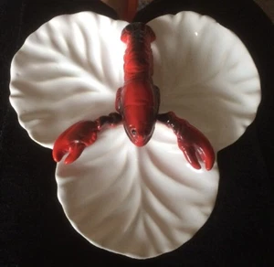 Vintage 3D Lobster Handle 3 section Divided Dish Japan fb21288 ESD SEAFOOD - Picture 1 of 6
