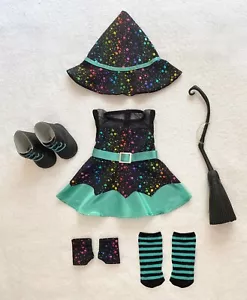 American Girl Truly Me Spooky Spells Outfit Dress Hat Gloves Socks Boots & Broom - Picture 1 of 11