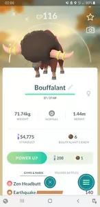 🐂Shiny Bouffalant (Schillernd Bisofank) Pokemon GO🐂 Mini PTC 80k - Bild 1 von 1