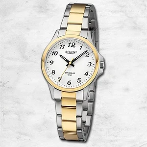 Regent Metall Damen Uhr Armbanduhr Quarz silber gold Metallarmband URF1460 - Bild 1 von 5