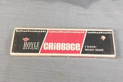 Vintage Official Hoyle Walnut Cribbage Board No. 5011 Complete w/ Sleeve - Image 1 of 4