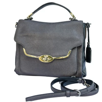 Cartera de cuero Saffiano gris con solapa pequeña Coach 26274 Madison Sadie  Foto 1 de 4