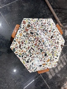 Small Height Terrazzo Corner Table, 12" Top Home Decor, Show Piece Item Decor - Picture 1 of 3