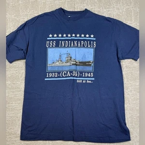 Vintage 80s 90s USS Indianapolis Navy Ship Single Stitch Graphic T-Shirt Gr. L - Bild 1 von 6