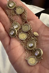 Anna Beck Two Tone Sterling Silver Station Necklace Faceted Moonstone - Picture 1 of 8