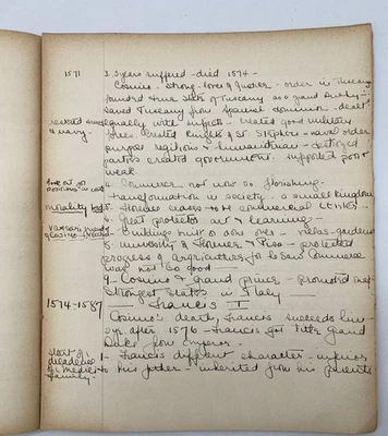 1932 Handwritten Book Florence Italy  Color Map Manuscript Beautiful Cursive - Image 1 of 4