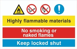 Multi-Sign - Highly Flammable Materials - 1.2mm Rigid PVC A5 A4 - Picture 1 of 2