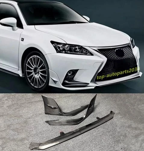 For Lexus CT200H 2010-2022 Real Carbon TRD style Front Bumper Lip Body Kit 3PCS - Image 1 of 1