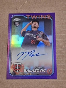 2024 JORDAN BALAZOVIC TOPPS CHROME PURPLE AUTOGRAPHED AUTO ROOKIE CARD RC /250 - Picture 1 of 3