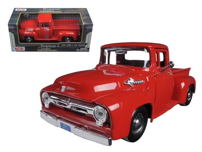 1956 Ford F-100 Pickup Truck Red 1 24 Diecast Model - Motormax - 73235RD