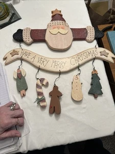 MADERA SANTA Colgante de Pared TIENE UNA MUY FELIZ NAVIDAD ARTESANAL Tesoro ¡LINDO! - Imagen 1 de 23