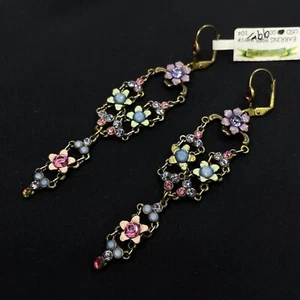 Pendientes Grandes Preciosos Cristales Michal Negrin Flores Hechos en Israel - Imagen 1 de 6