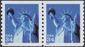 2001 US Scott #3476 - 34¢ STATUE OF LIBERTY - Coil Pair - Mint NH - Picture 1 of 1