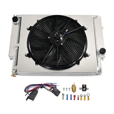 For 92-99 BMW E36 323i 325i 328i MT 2 Row Aluminum Radiator+Shroud+16" Fan+Relay - Image 1 of 4