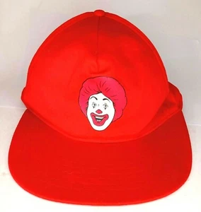 Red Collectible Fast Food Clown Print Baseball Flat Brim Cap Hat VGC. - Picture 1 of 5