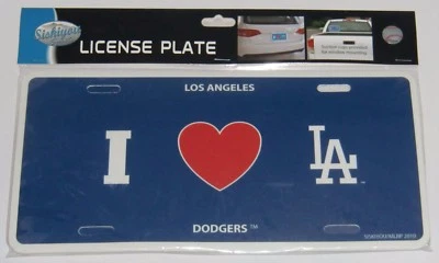 Los Angeles Dodgers Styrene License Plate I Love (Heart) MLB Licensed Baseball - Image 1 of 3