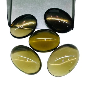 5 Pcs Natural Smoky Quartz 24-28.5mm Oval Cabochon Loose Gemstones Lot 171.40 Ct - Picture 1 of 9
