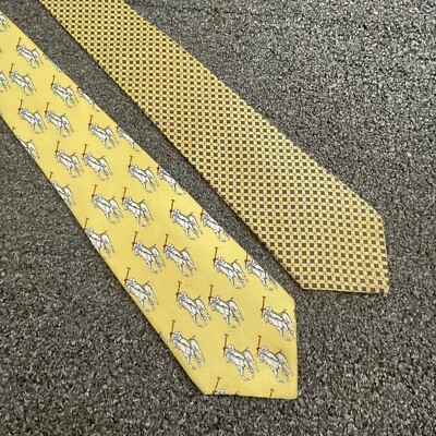 Lote de 2 corbatas geométricas y de caballo de seda hechas a mano Polo Ralph Lauren para hombre Foto 1 de 4