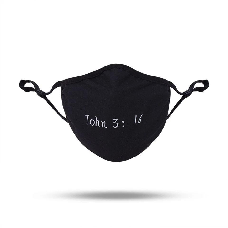 Juan 3:16 Mascarilla Facial Negro Blanco Biblia Escritura Ajustable Forrado Foto 1 de 1