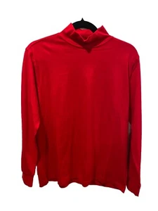 Lands End Top Womens Small Red Stretch Knit Travel Minimalist Lounge 100% Cotton - Picture 1 of 6