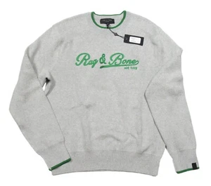 Rag & Bone Men’s Heather Grey Logo Varsity Graphic Crew-Neck Pullover Sweater - Picture 1 of 4