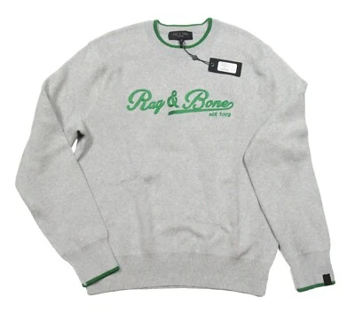 Rag & Bone Men’s Heather Grey Logo Varsity Graphic Crew-Neck Pullover Sweater - Image 1 of 4