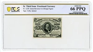 3rd Issue Fr.1238 5c United States Fractional Currency Note - PCGS Gem 66 PPQ - Picture 1 of 2