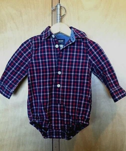 OshKosh B'Gosh Jungen EINTEILER Langarm Button-Down Hemd 9-12 Monate EUC - Bild 1 von 3