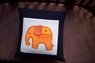 Embroidered cushion cover, colorful cushion, elephant cushions, home decor - Image 1 of 4