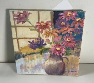 Sylvia McRae Moore - Zinneas on a Table - Stillleben Öl auf Leinwand - Bild 1 von 4