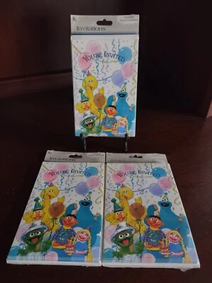 НОВЫЕ ЗАПЕЧАТАННЫЕ ВИНТАЖНЫЕ ПРИГЛАШЕНИЯ НА ДЕНЬ РОЖДЕНИЯ SESAME STREET GIBSON ВСЕГО 24 - Изображение 1 из 2