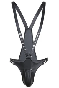 Men's Leather Body Suit Harness Gay Night Fancy Costume Belt Underwear Clubwear - Bild 1 von 5