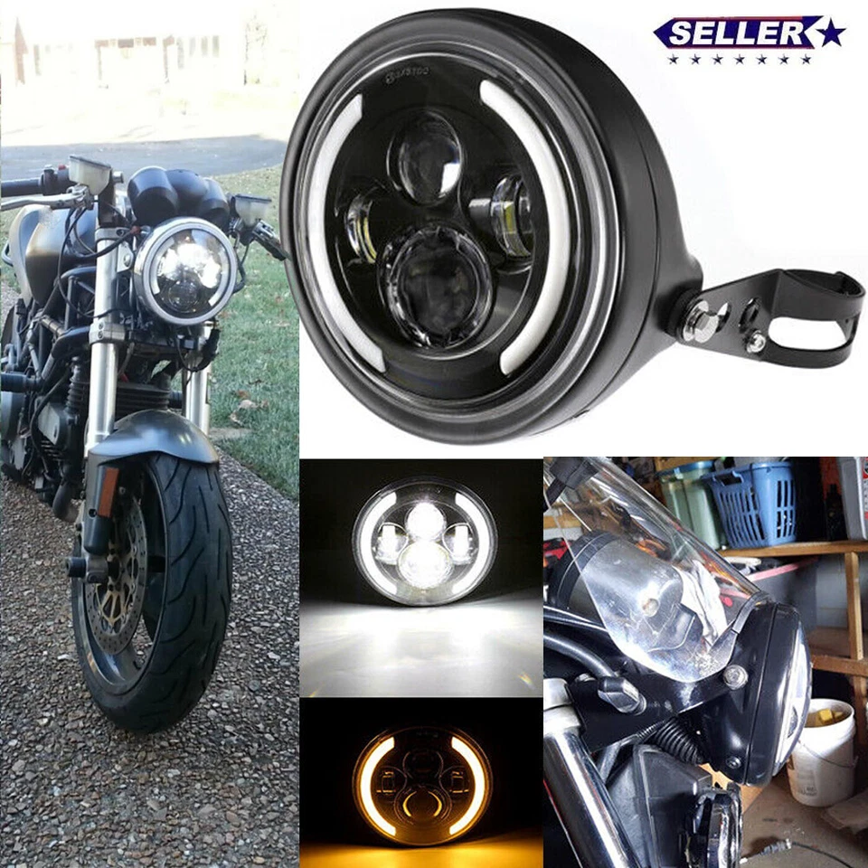 Faro LED para motocicleta de 7 pulgadas + carcasa de montaje para Harley Yamaha Honda Suzuki Foto 1 de 4
