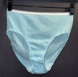 Hanes Girl Size 14 Vintage Y2K High Waist Aqua Cotton Bikini Panty Underwear - Picture 1 of 4