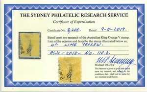 1915 Australia ACSC No 110D KGV used 1st Wmk 4d Lime Yellow - Bild 1 von 3