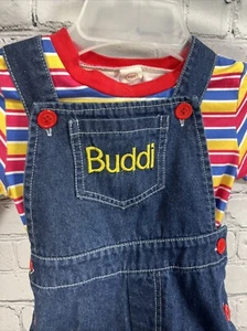 My BUDDI 1985 Overalls With Stripped Shirt Chucky Costume Children Size Vintage - Picture 1 of 14