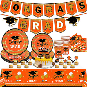 2023 Graduation Party Decorations,95 PCS Orange Graduation Party Supplies -Dispo