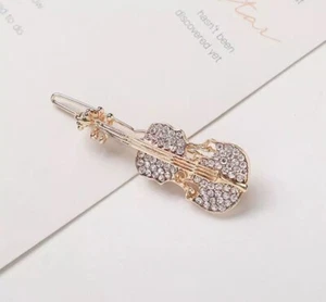 🎻 Pinzas para el cabello de violín con estrás brillantes accesorios para el cabello accesorios para amantes de la música - Imagen 1 de 5