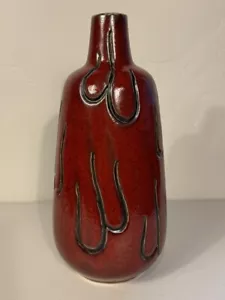Vintage Taube Ochsenblut rot Unikat große Kunstkeramik Keramik Salzglasur Vase MCM - Bild 1 von 6