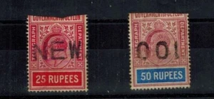 Ceylon Telegraph 1905 KE VII SG T178 25R & 179 50R Used VF - Picture 1 of 1