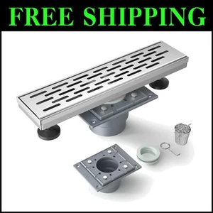 304 Stainless Steel Square Shower Drain: 12-Inch Drainage with Hair Strainer - Picture 1 of 11