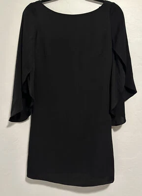 Vestido lápiz negro mini cóctel seda Milly mangas acampanadas talla 2 Foto 1 de 4