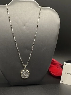Ожерелье David Yurman Saint Christopher серебряная подвеска амулет коробка 2,7 мм 20 дюймов - Изображение 1 из 4