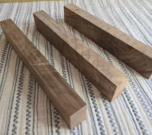 Lot Of (3) Black Walnut Burl Woodworking Stock Grips 13-7/8” x 2-3/8” x 1-1/4+” - Picture 1 of 9
