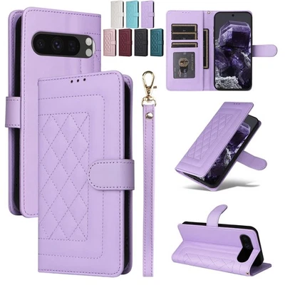 For Google Pixel 9 Pro Xl 9A 8 Pro 8A Leather Wallet Case Strap Flip Phone Cover - Image 1 of 4